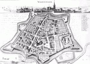 kaart van Wageningen uit1650 (klik op kaart voor uitvergroting)